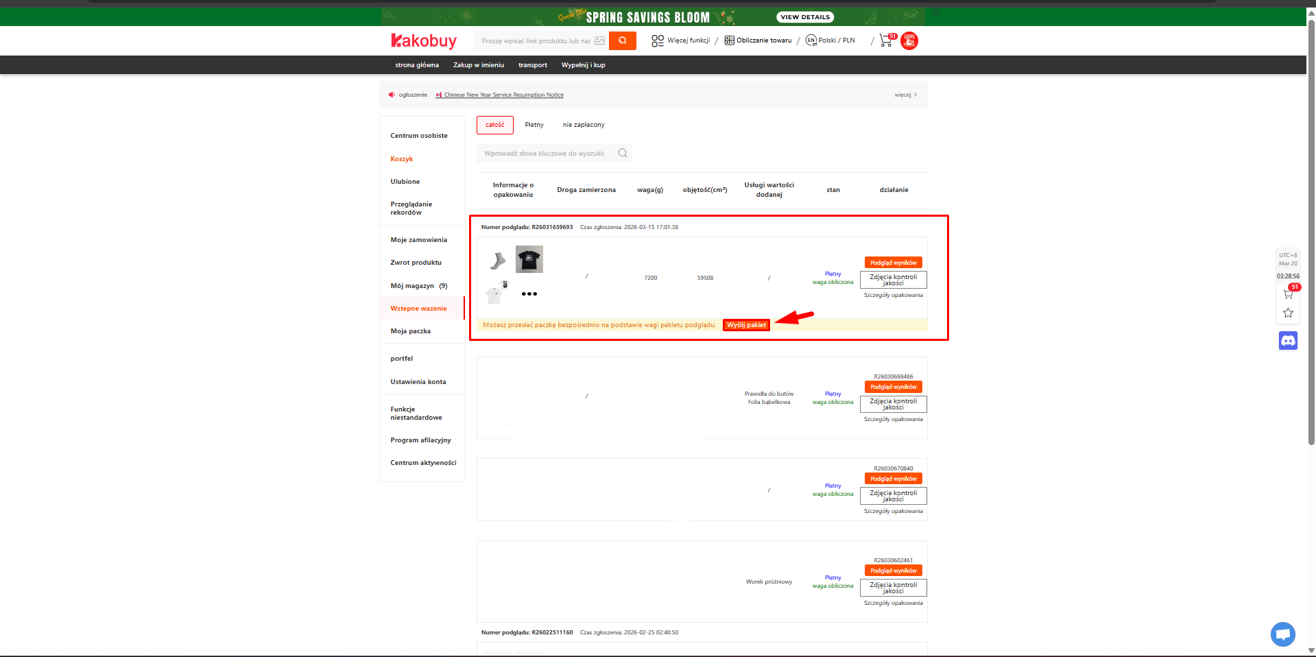 Rehearsal Shipping Kakobuy 1